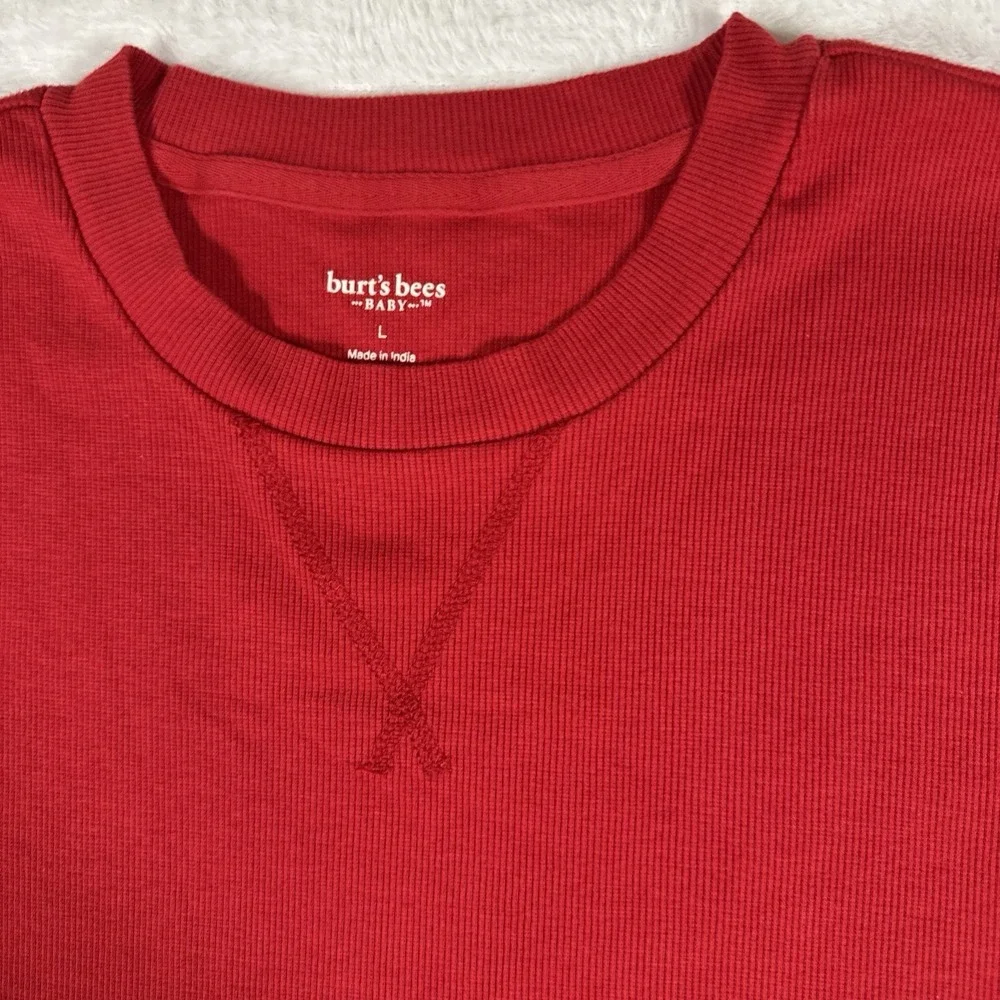 2 Burt's Bees Men's L Red Organic Cotton‎ Long Sleeve Shirts Lot